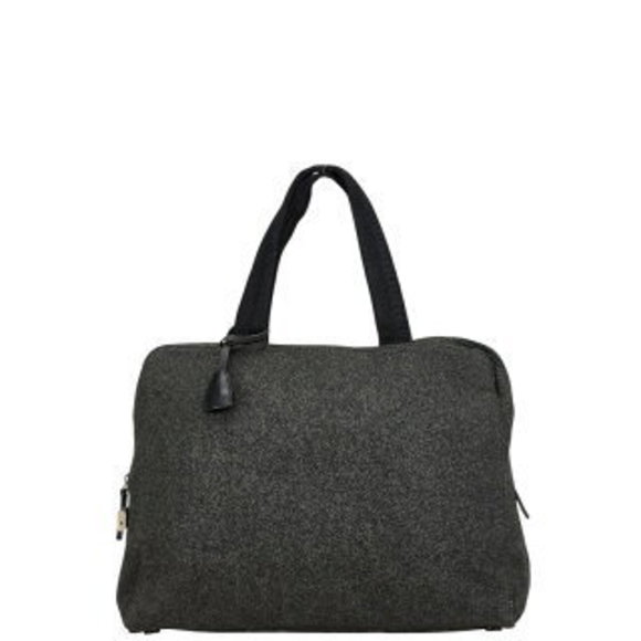 Prada triangle logo plate handbag tote bag Grey wool - Picture 2 of 10